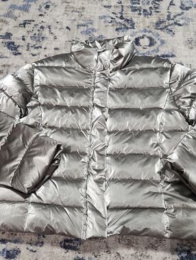 💘 Zara Kids Metallic Silver Puffer Jacket